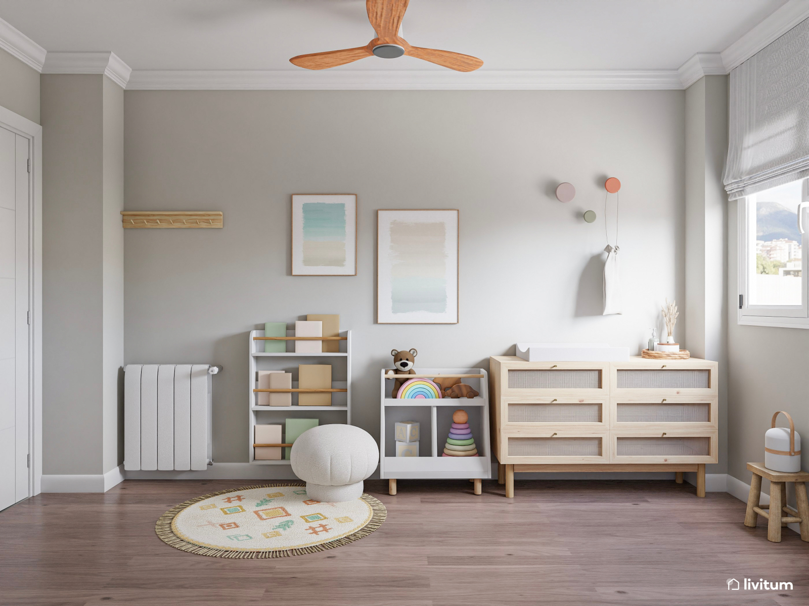 Cómoda y luminosa habitación infantil para dos niños 