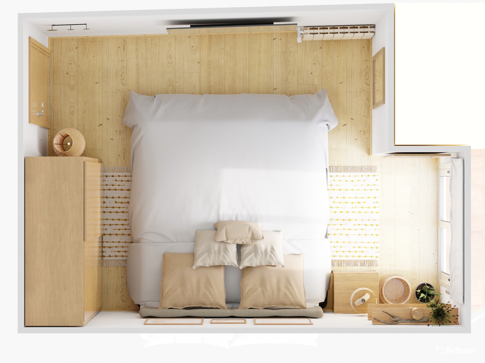 Dormitorio moderno en tonos tierra