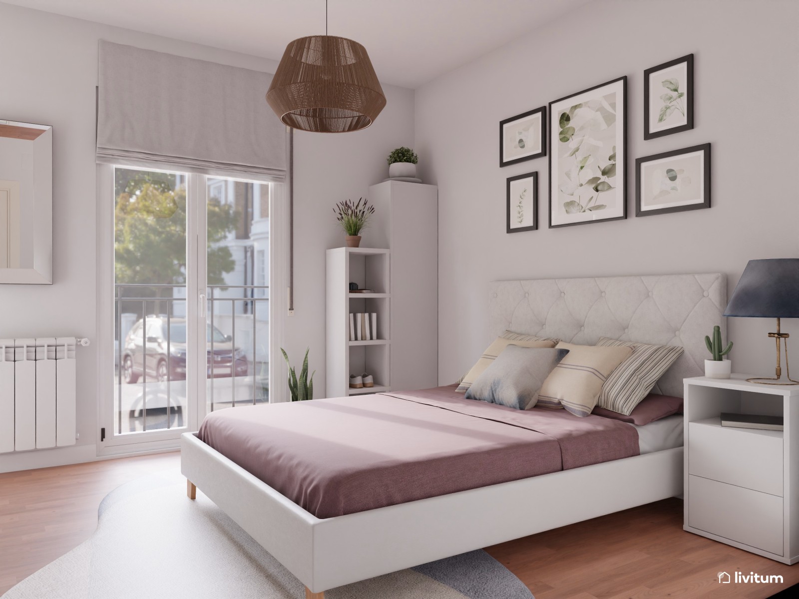 Dormitorio moderno y vintage en blanco 
