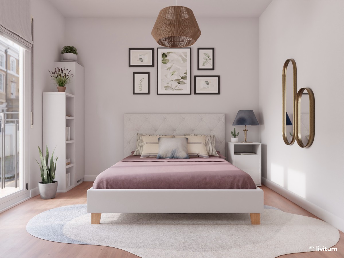 Dormitorio moderno y vintage en blanco