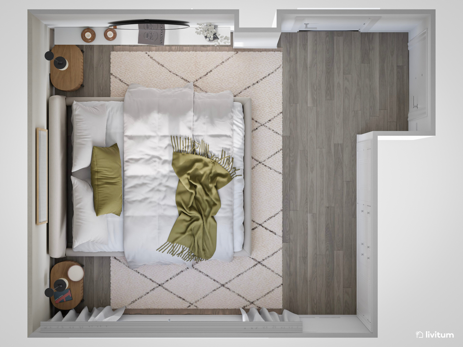 Dormitorio nórdico y moderno en blanco 