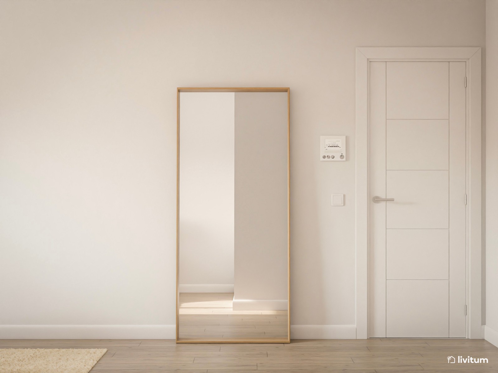 Dormitorio rústico con madera y fibras naturales