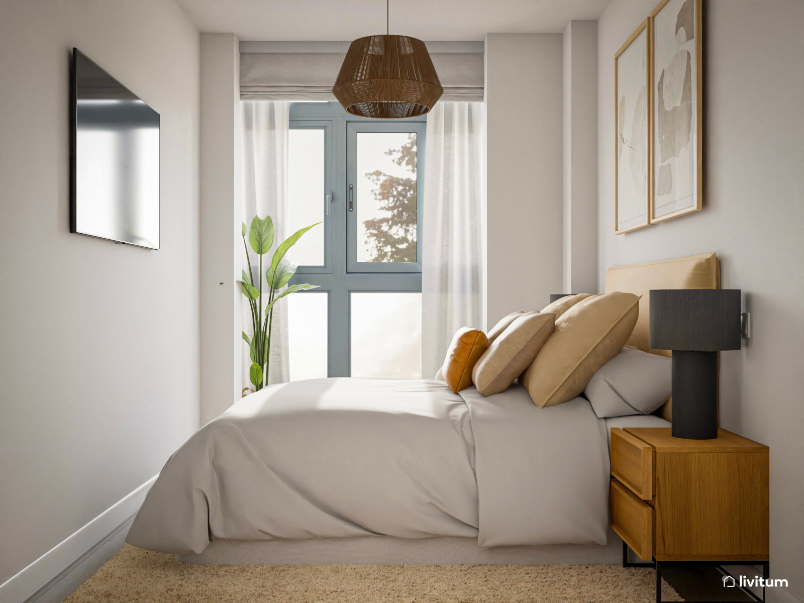 Kave Home - Cabecero desenfundable Tanit de lino gris para cama de 90 cm