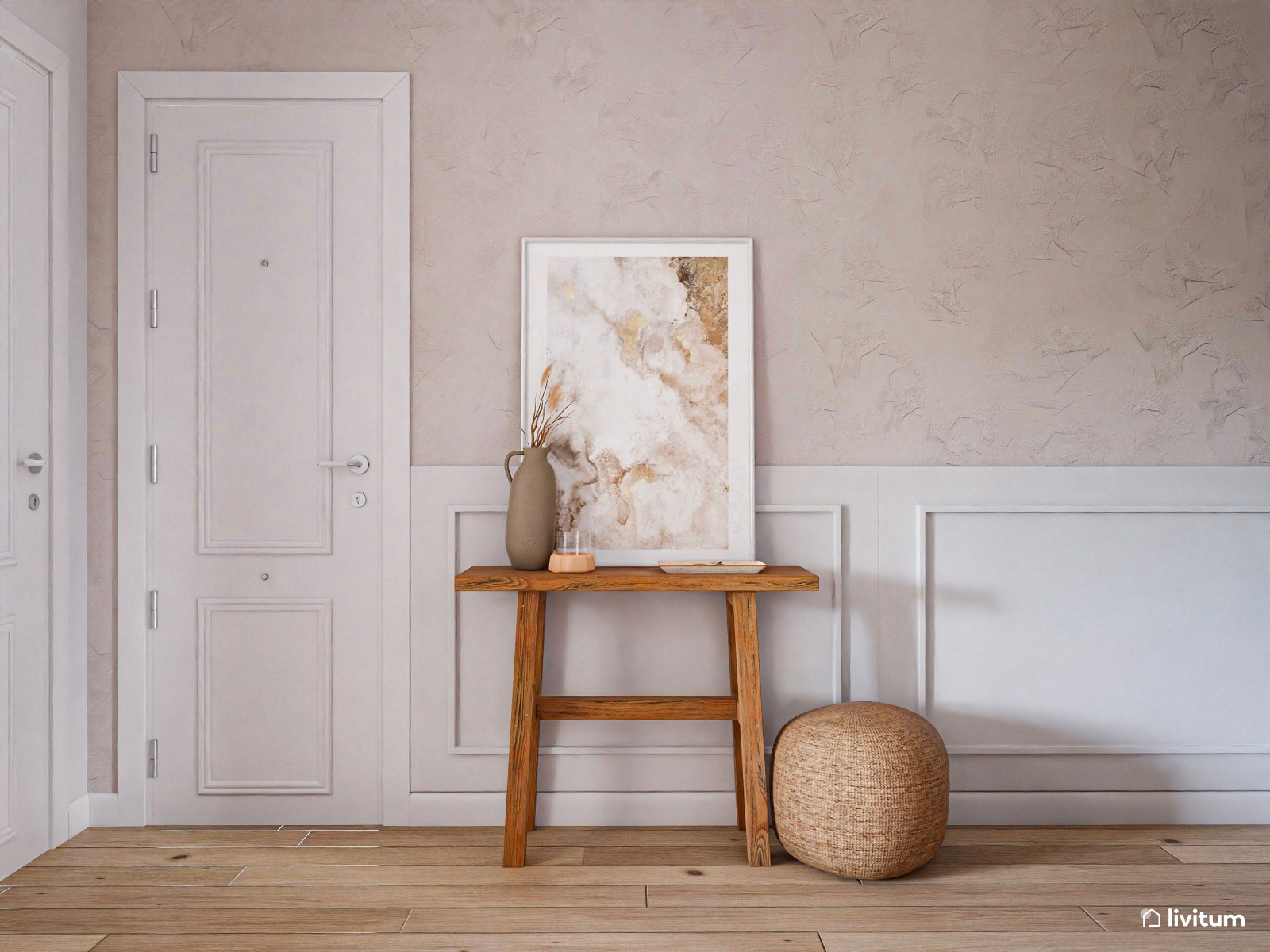 Elegante y sofisticado salón comedor en tonos crema 