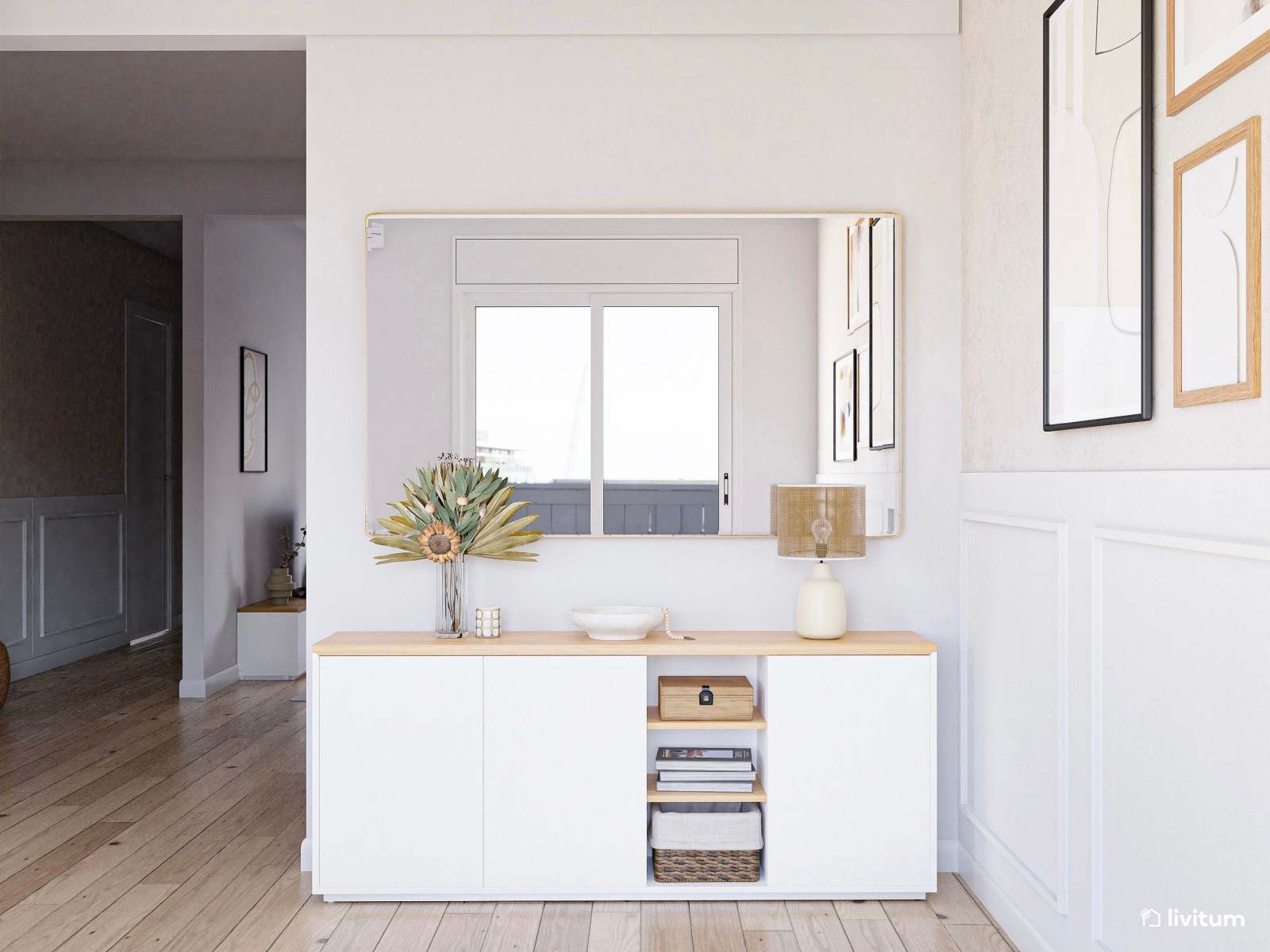 Elegante y sofisticado salón comedor en tonos crema 