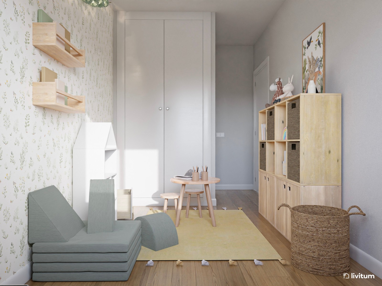 Habitación de juego para niños con zona de ejercicio