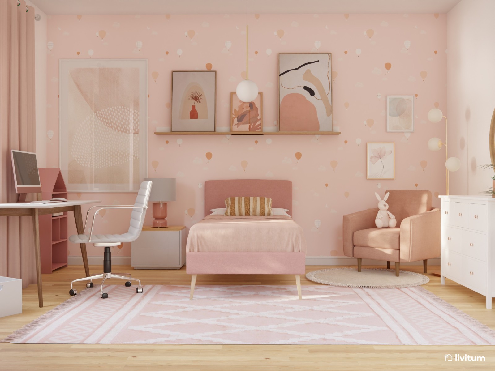  Habitación infantil en rosa y blanco 