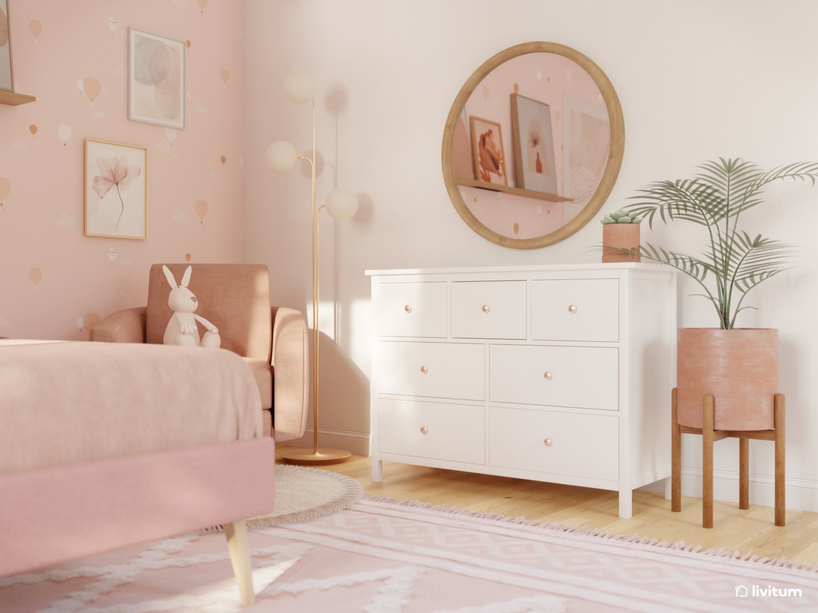  Habitación infantil en rosa y blanco 