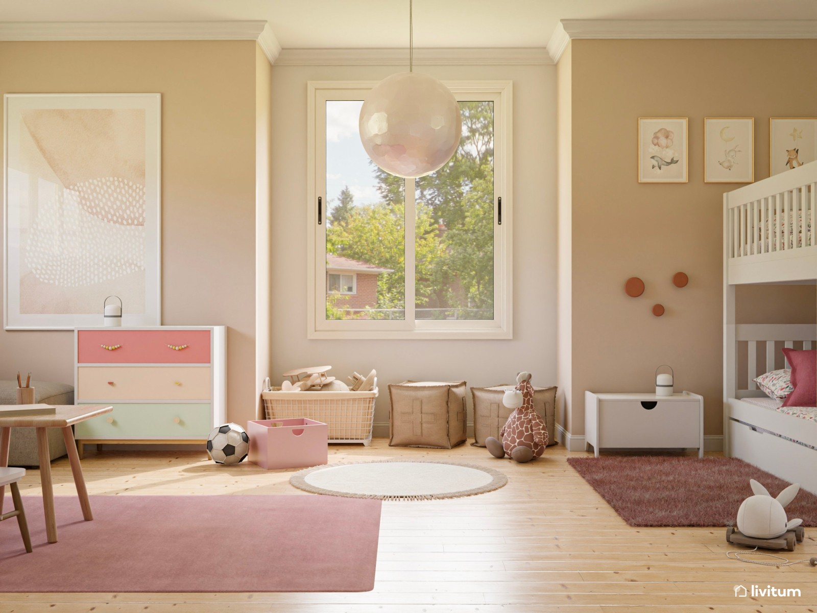 Habitación infantil grande de estilo nórdico 