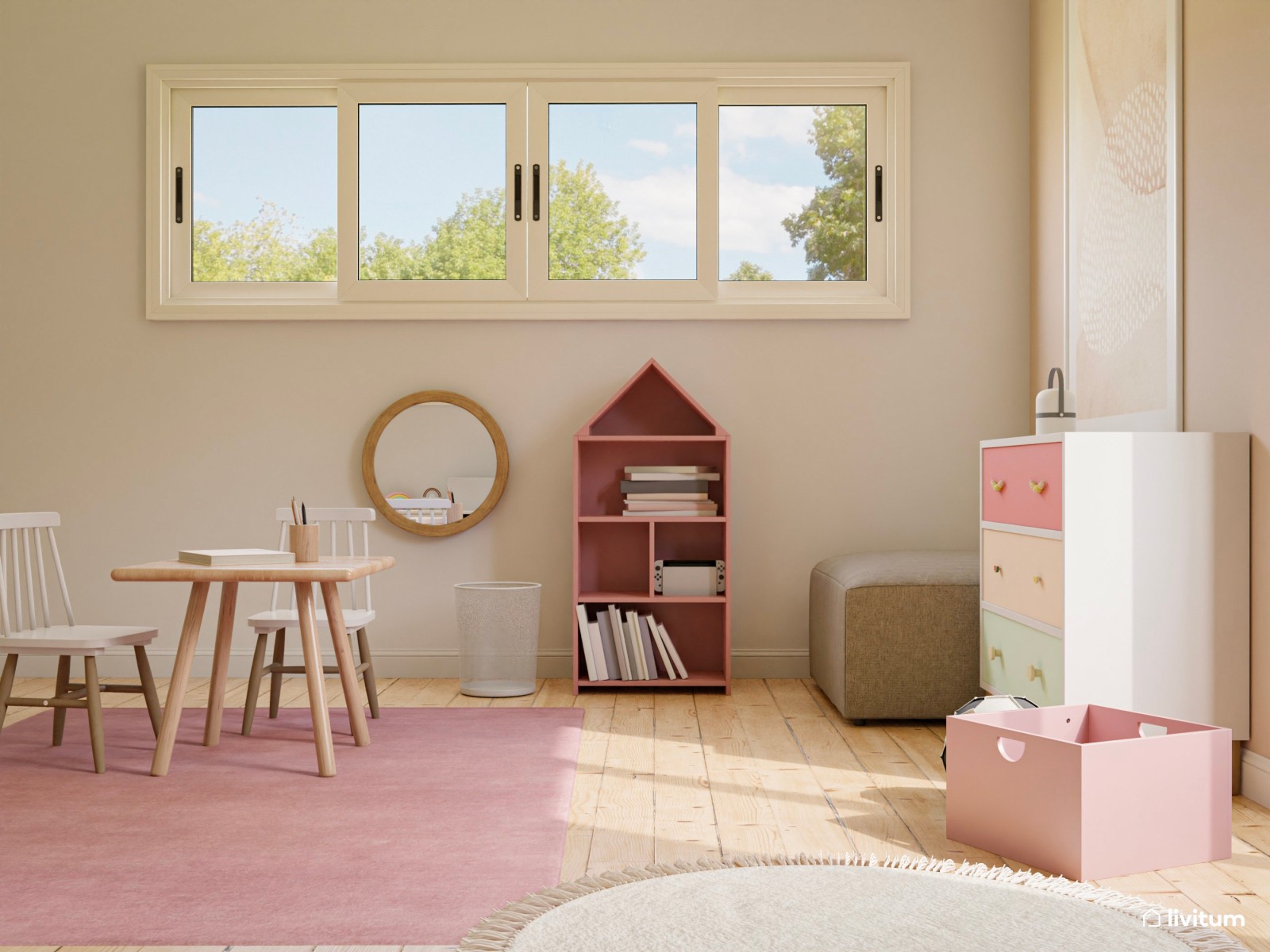 Habitación infantil grande de estilo nórdico 