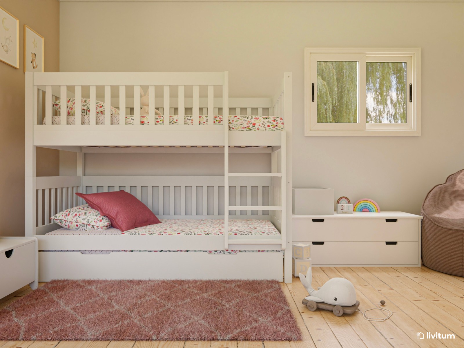 Habitación infantil grande de estilo nórdico 