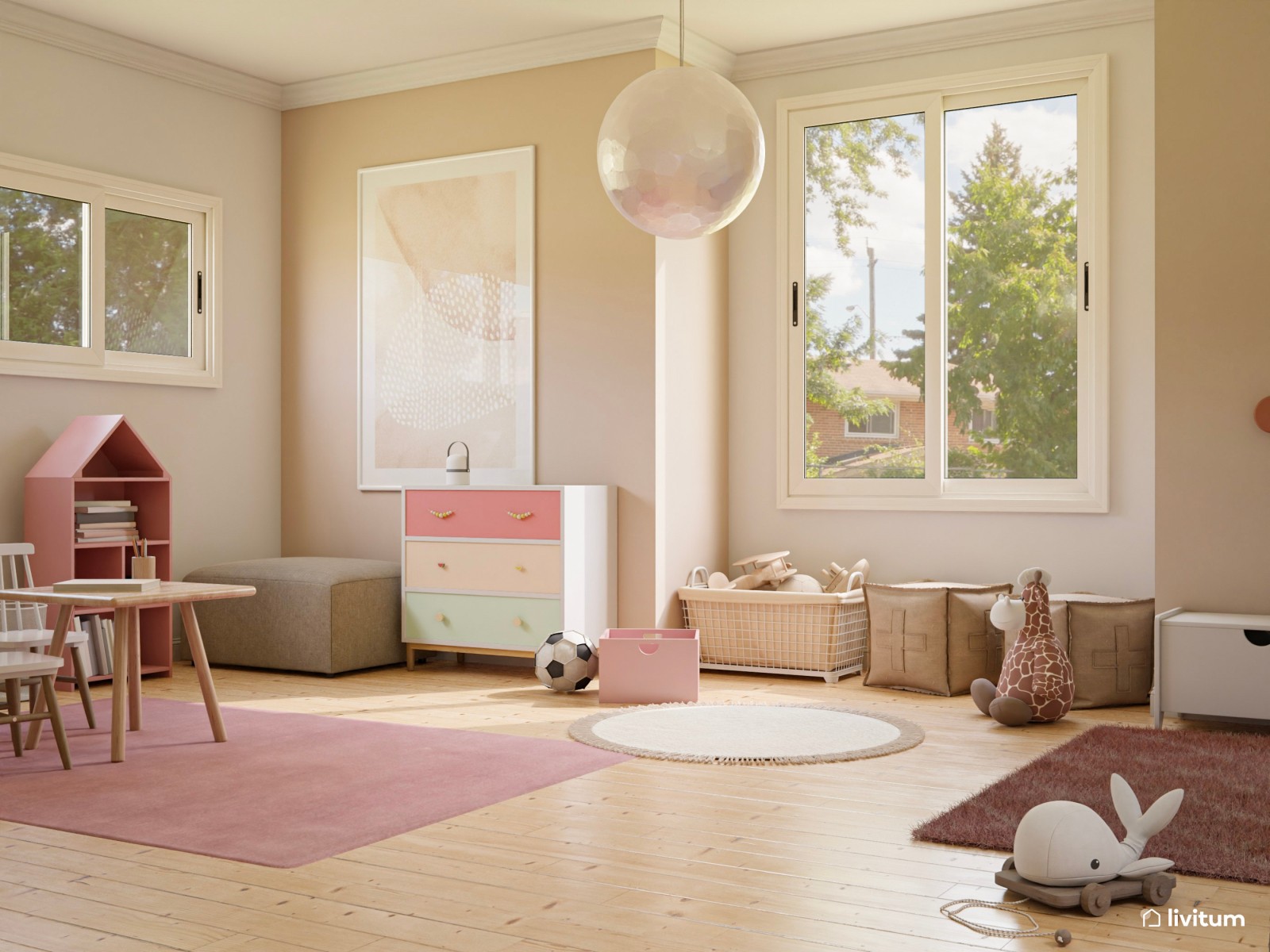 Habitación infantil grande de estilo nórdico 