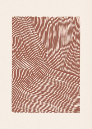 Stripes linocut Nº5 - Terracotta, Artesta