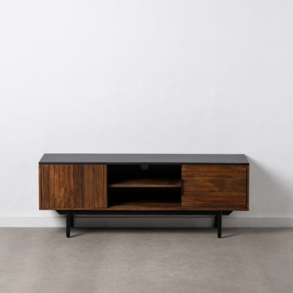 MUEBLE TV MARRÓN-NEGRO MADERA-HIERRO 140 X 40 X 50 CM, Wood Nature