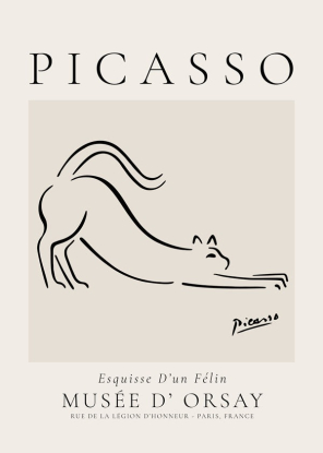Pablo Picasso Animals Drawings the cat Esquisse D’un Félin, Artesta