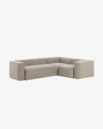 Sofá rinconero Blok 3 plazas grande crudo 230 x 290 cm (Izquierda), Kave Home