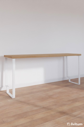 Mesa de estudio Kay patas metálicas 180x50 teka + blanco, Baixmoduls