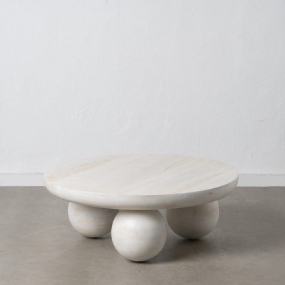 MESA CENTRO BLANCO MADERA DE MANGO SALÓN 90 X 90 X 34 CM, Wood Nature