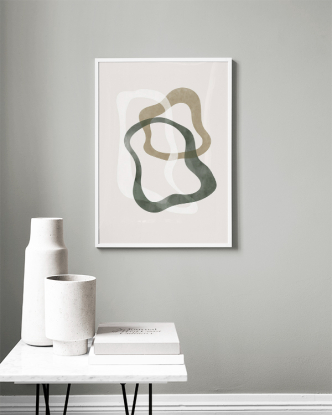 ABSTRACT GREEN SHAPES NO2 POSTER 30x40 blanco, Desenio