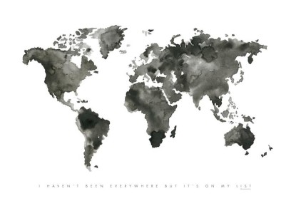 World map monochrome, Artesta