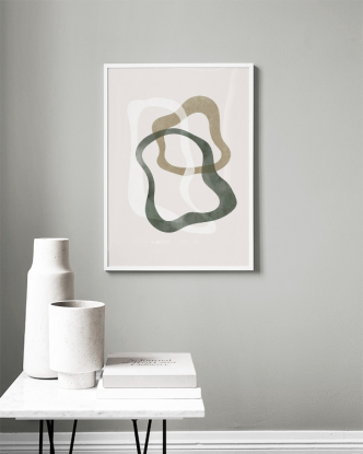 ABSTRACT GREEN SHAPES NO2 POSTER 50x70 blanco, Desenio