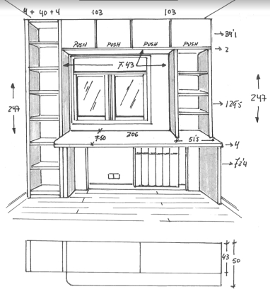 Escritorio+estanterías a medida, Baixmoduls