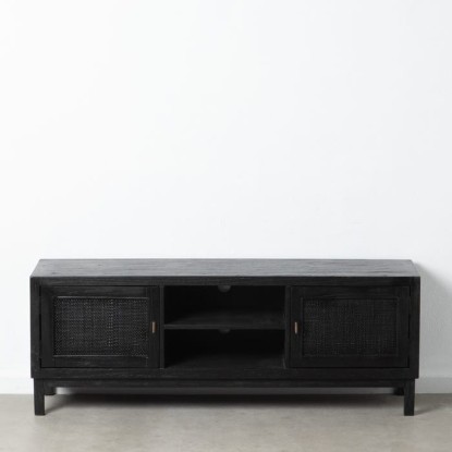 MUEBLE TV NEGRO MADERA MINDI SALÓN 150 X 40 X 55 CM, Wood Nature