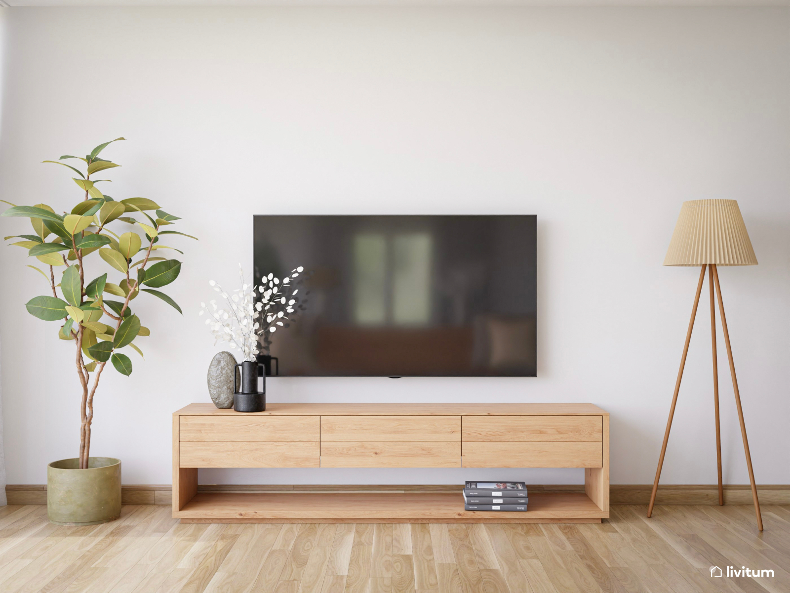 Luminoso y amplio salón comedor con toques de minimalismo cálido