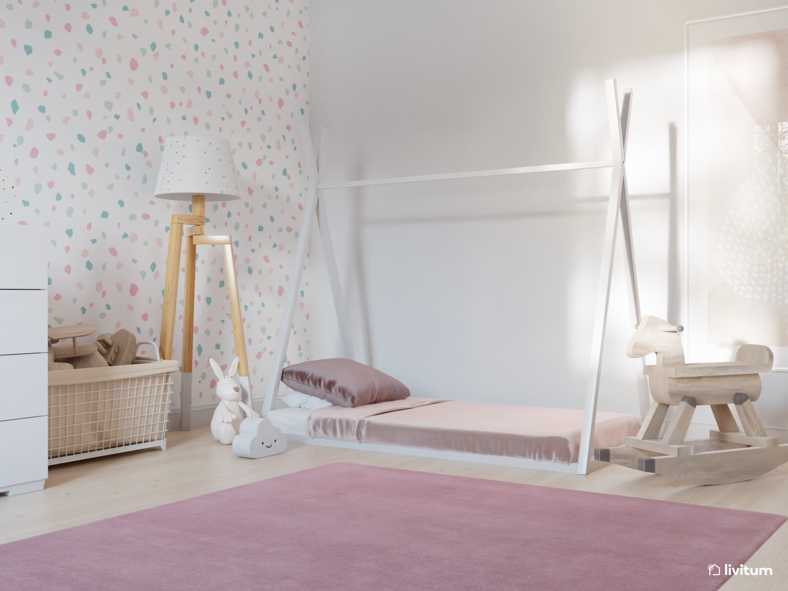 Moderna habitación infantil con cama tipi