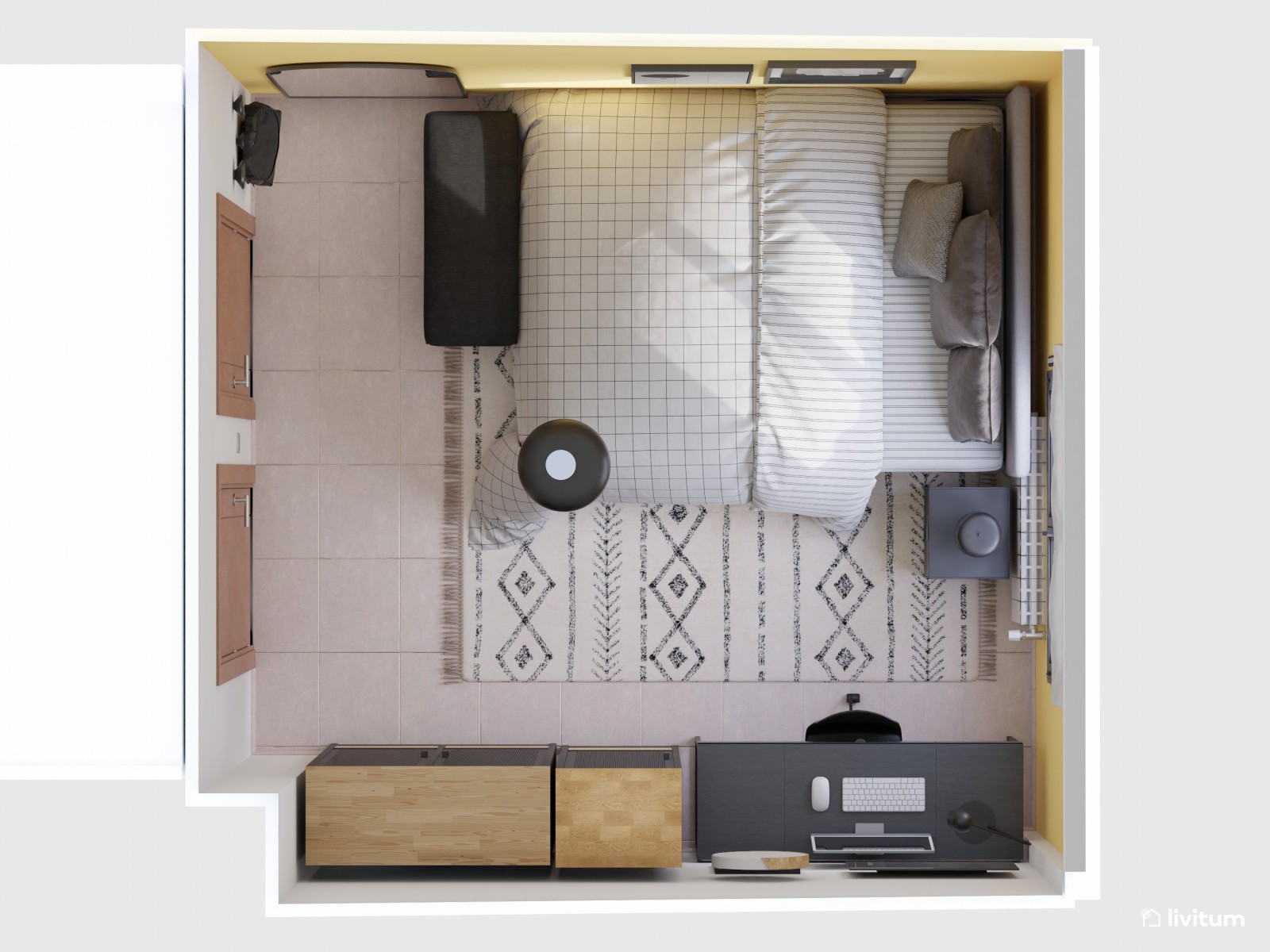 DJHWWD Dormitorio Juvenil Negro Cuadros habitacion Juvenil Alfombra Juvenil  Geometría Moderna 120x160CM : : Hogar y cocina