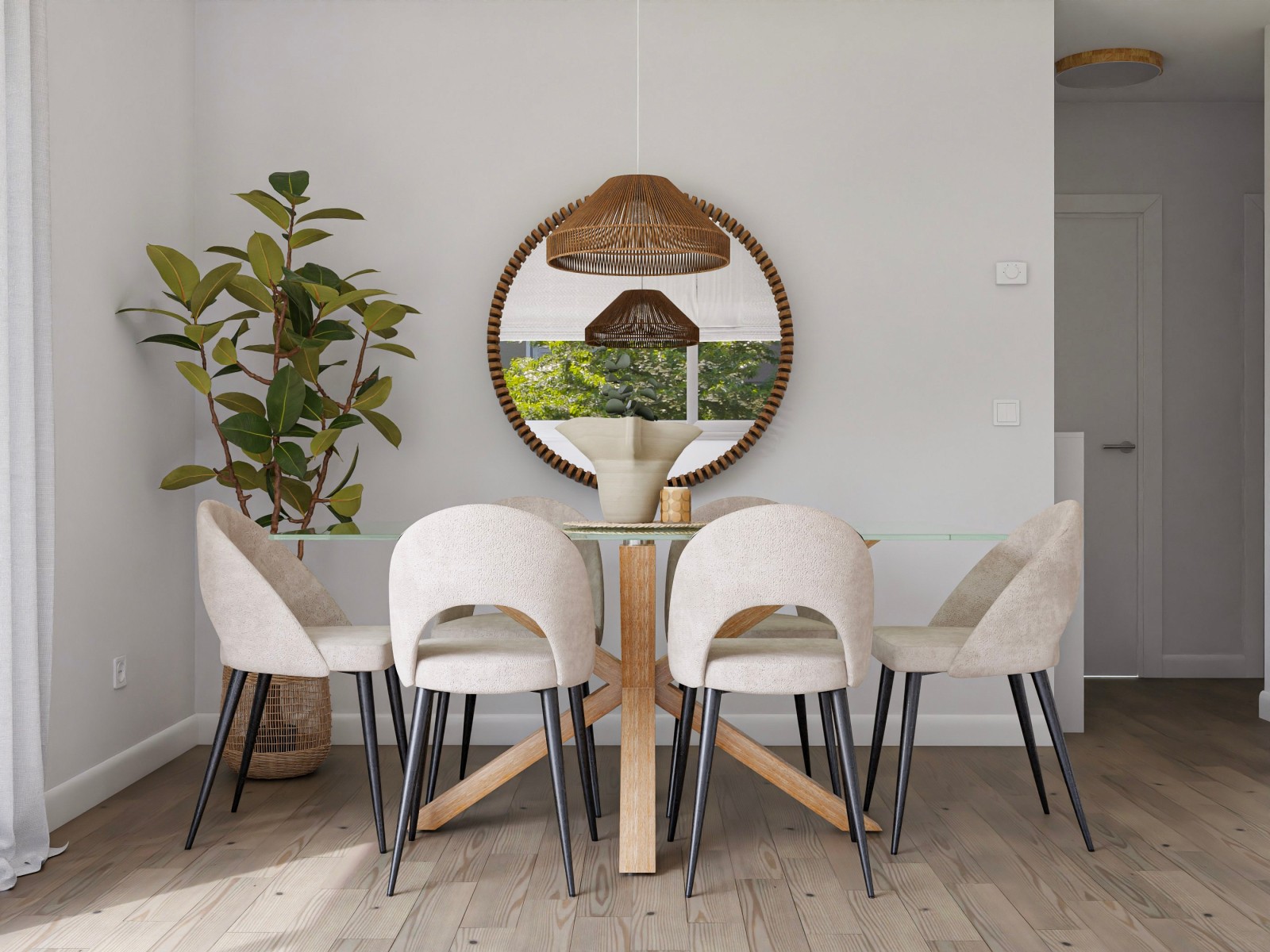 Salón comedor moderno con aires rústicos y tropicales