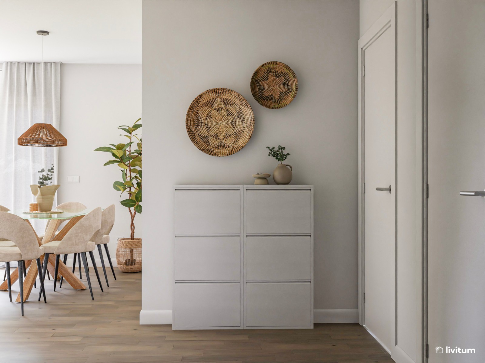 Salón comedor moderno con aires rústicos y tropicales