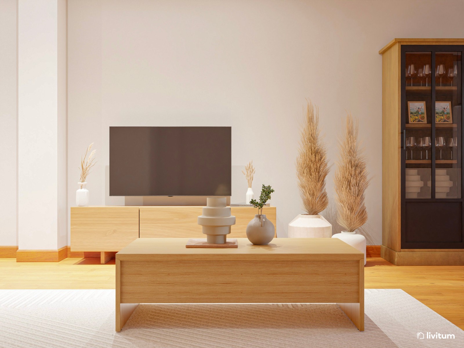 Salón comedor moderno con cocina abierta y toques industriales