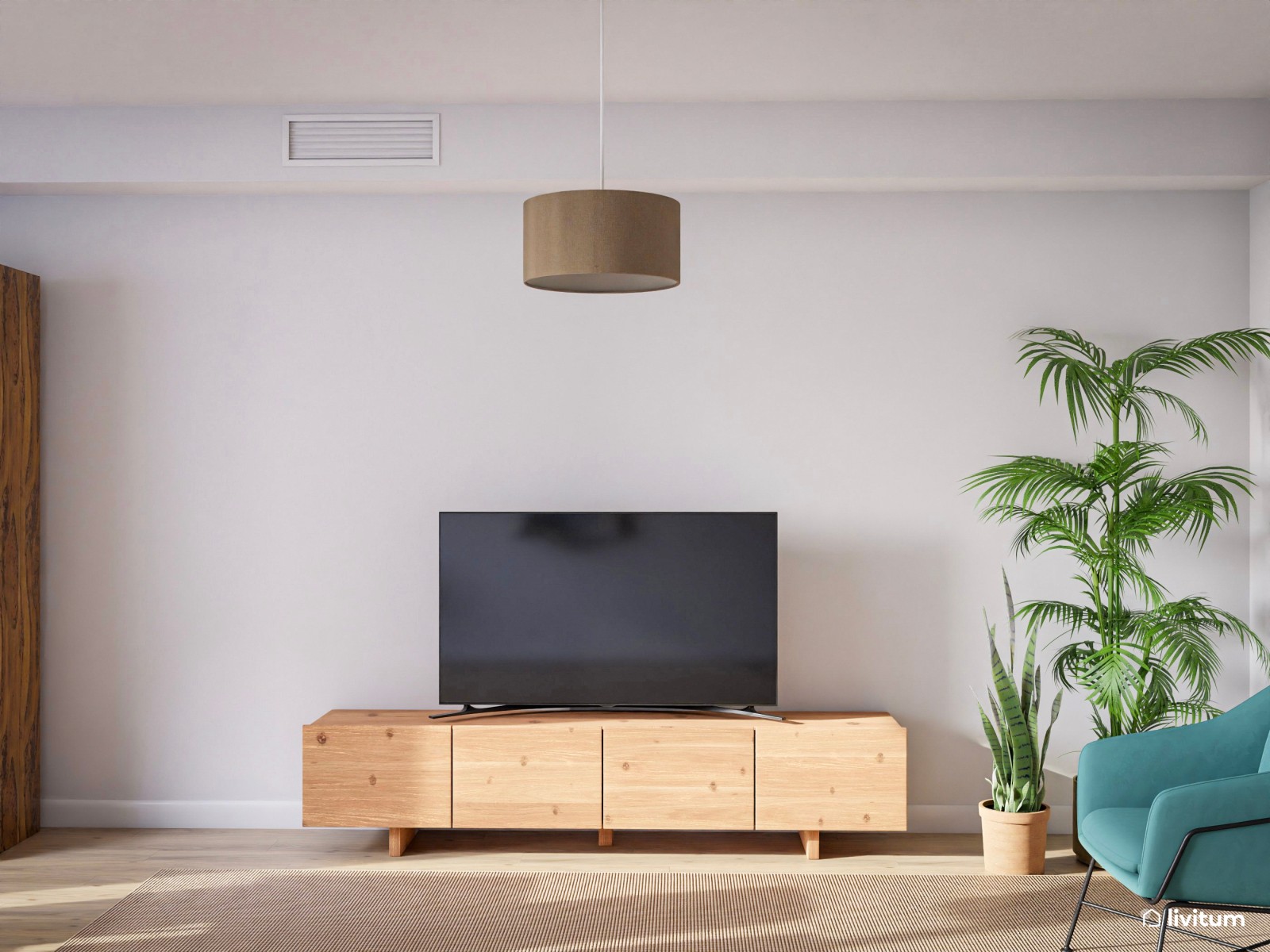 Salón comedor moderno con escritorio 