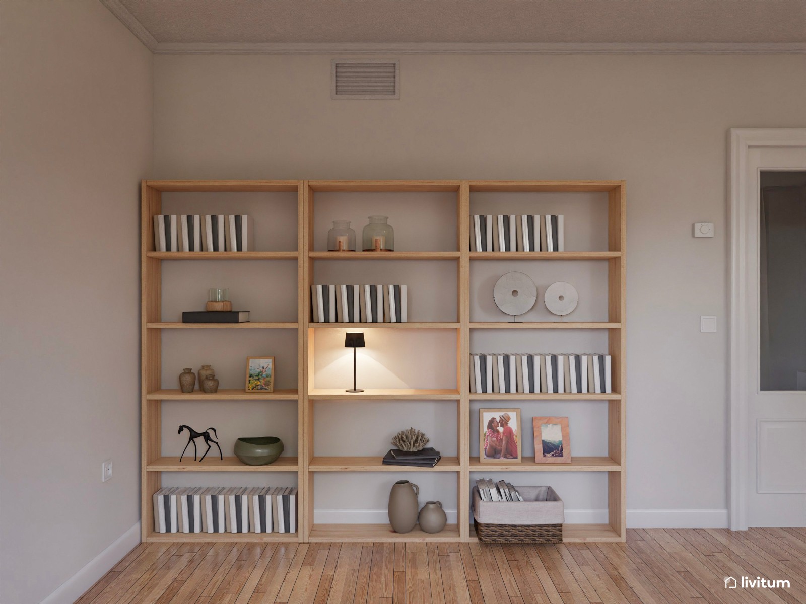 Salón comedor moderno con galería y textiles elegantes 