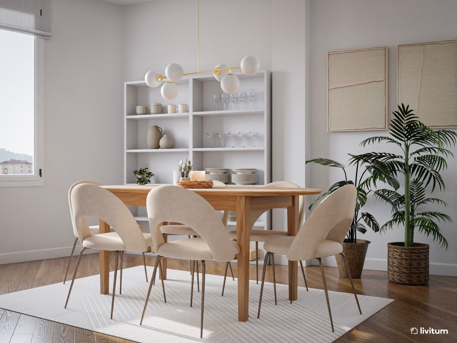 Salón comedor moderno lleno de luz y comodidad