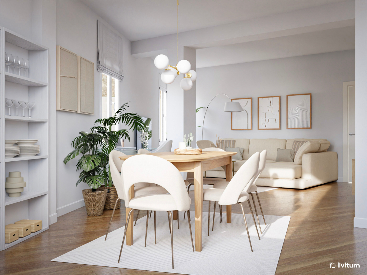 Salón comedor moderno lleno de luz y comodidad