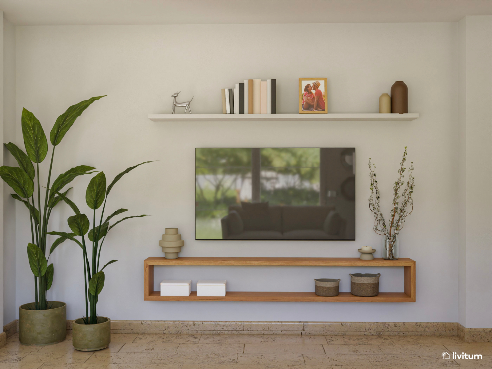 Salón comedor moderno muy confortable con una gran librería 