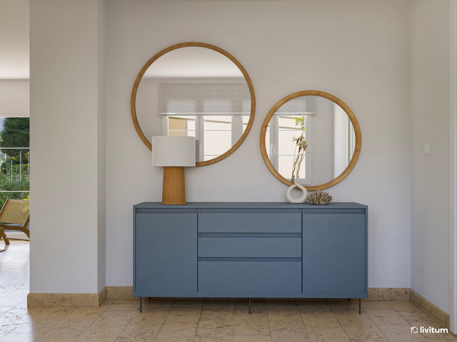 Salón comedor moderno muy confortable con una gran librería 