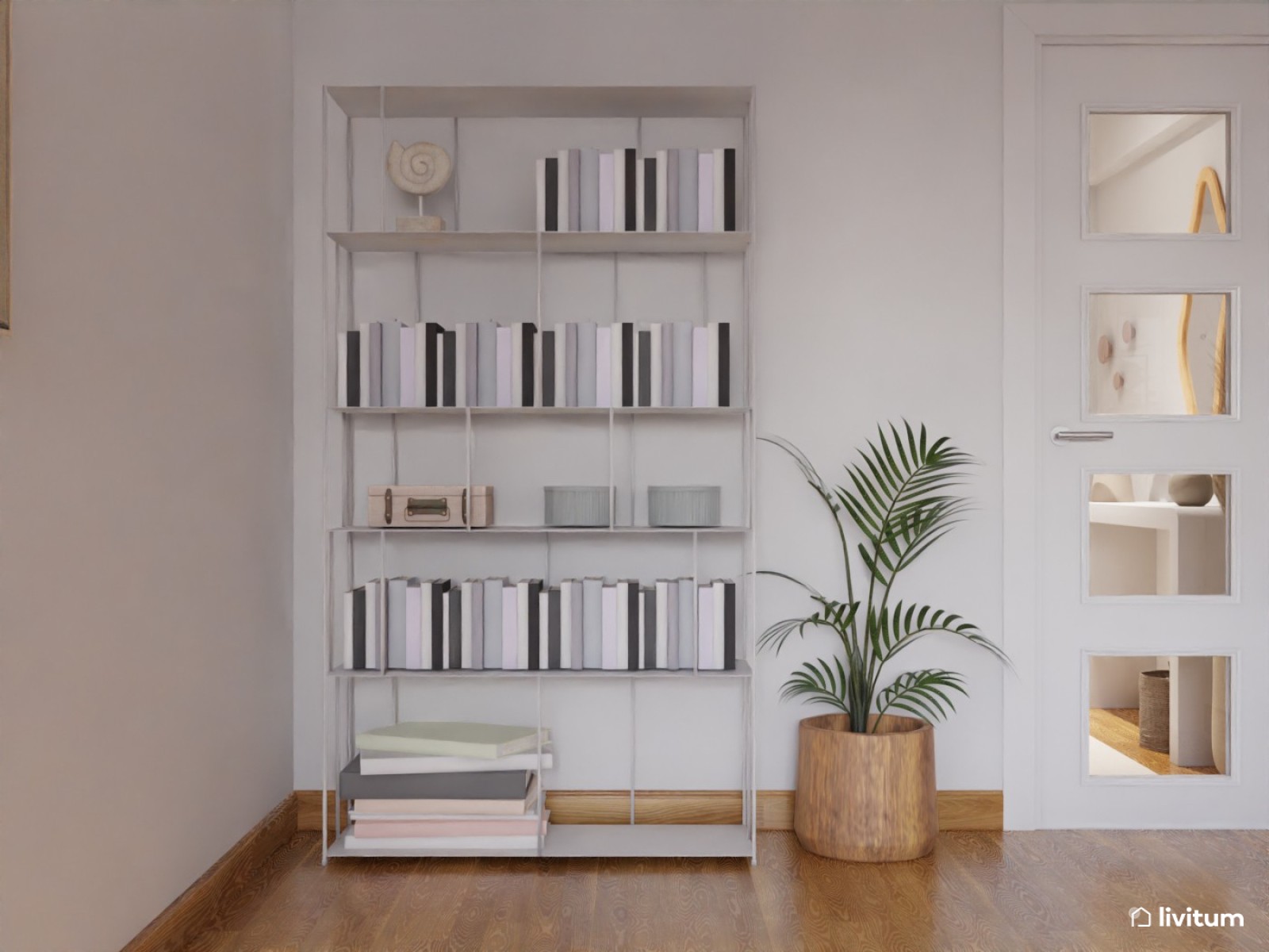 Salón comedor pequeño en verde y madera