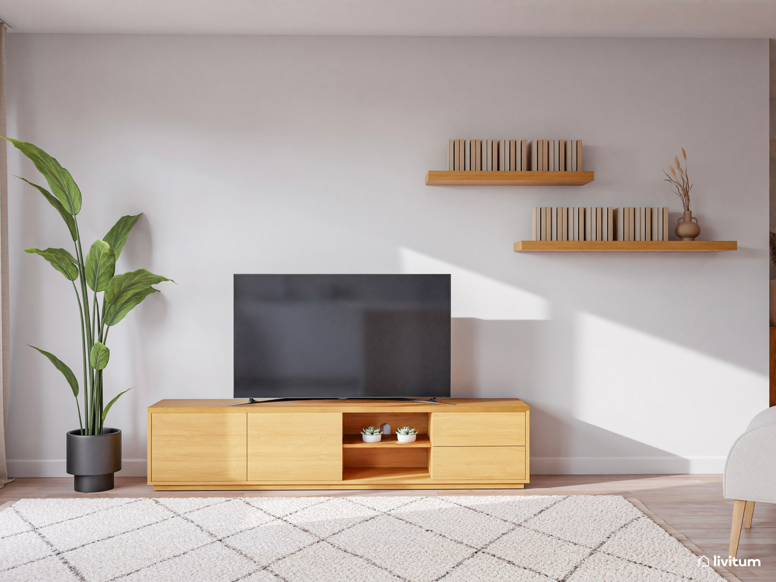  Salón comedor relajado con cocina abierta y toques modernos