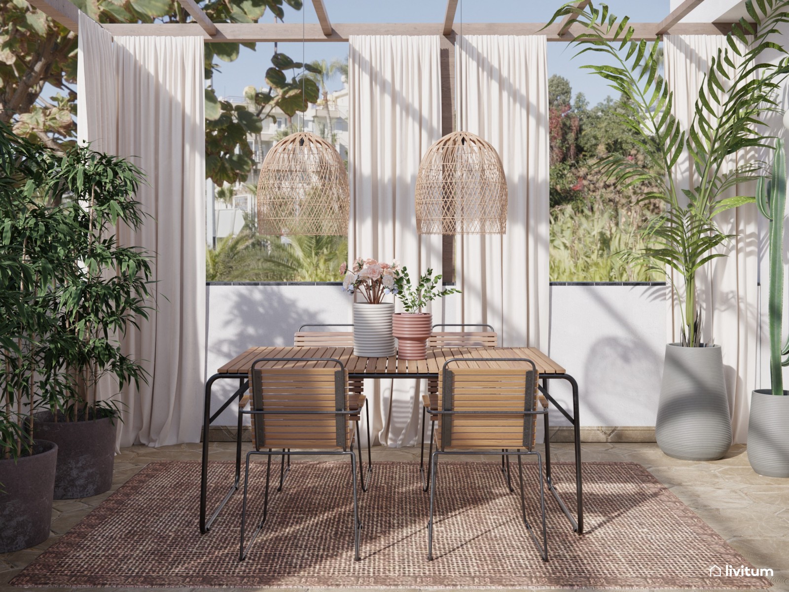 Una selva urbana para comedor de exterior 